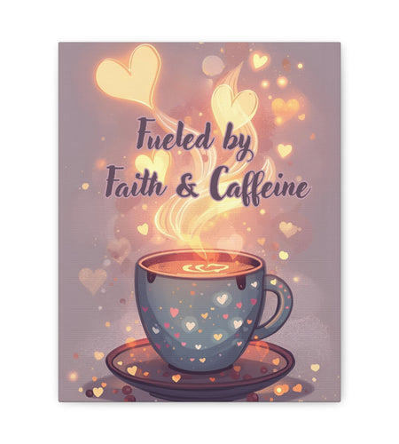 Canvas Wall Art "Fueled by Faith & Caffeine" — Coffee Lover Inspirational Home - Coffee Shop Decor