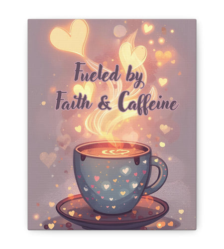 Canvas Wall Art "Fueled by Faith & Caffeine" — Coffee Lover Inspirational Home - Coffee Shop Decor