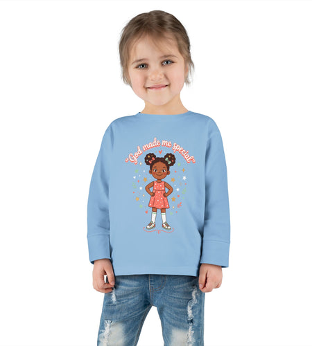 God Made Me Special Girls Long Sleeve Shirt | Christian Toddler Girl Shirt | Faith-Based Kids Clothes | Cute Religious Gift for Girls