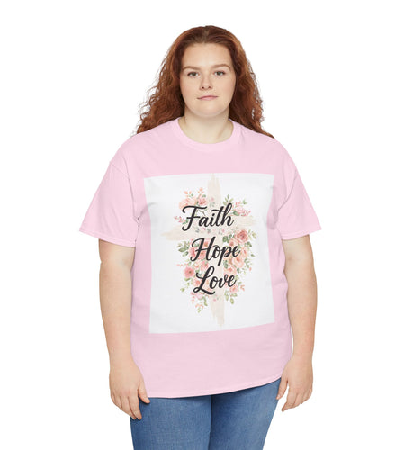 Faith Hope Love T-Shirt â Floral Cross Christian Tee for Women