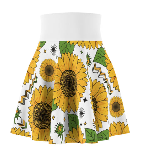 Sunflower Skater Skirt for Women | Bright Floral AOP Skirt | Summer Spring Outfit | Cute Boho Festival Garden Skirt