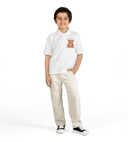 Jesus Loves Me Teddy Bear Kids Polo Shirt | Christian Toddler Polo | Cute Faith-Based Kids Clothes | Dressy Church Outfit