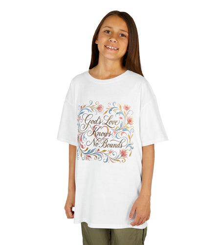 Kids Tee — "God's Love Knows No Bounds" Floral Shirt