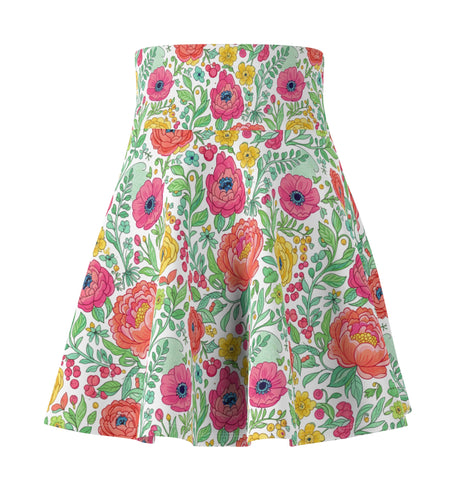Floral Watercolor Skater Skirt for Women | Soft Spring Summer Skirt | Feminine Boho Garden Party Outfit | Cute Flowy Skirt