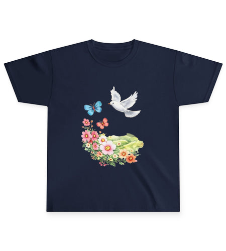 Youth Tee — Dove, Butterflies & Floral Garden Kids T-Shirt