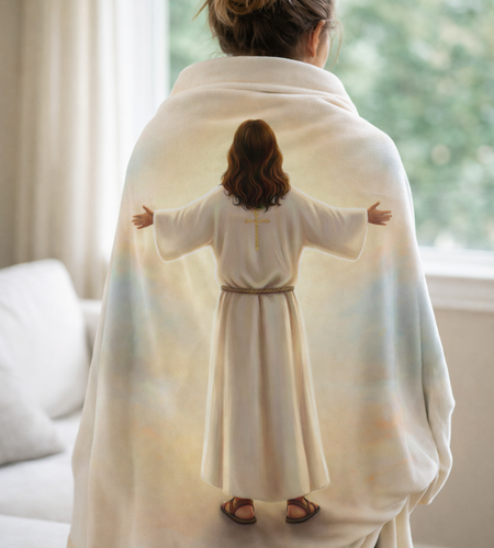 Jesus Hugs Velveteen Plush Blanket — Comfort Throw Blanket (Faith, Warmth & Love)
