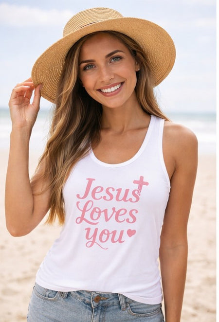 Jesus Loves You Racerback Tank — Inspirational Women's & Girls Faith Tank Top
