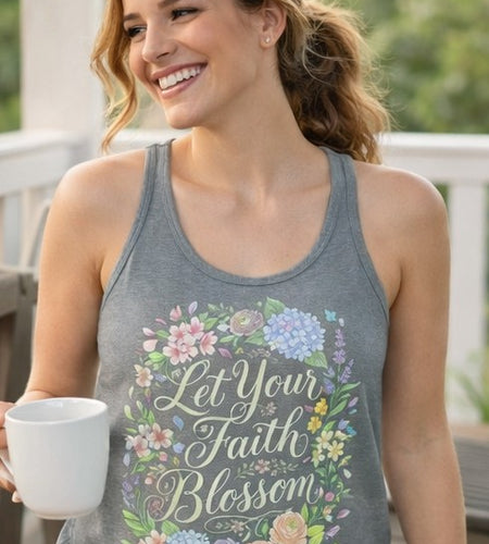 Grow in Grace Women's Christian Tank Top – Inspirational Faith Shirt – Floral Christian Summer Apparel
