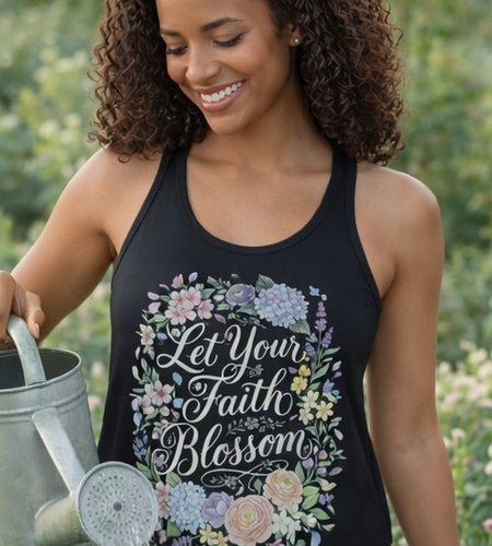 Grow in Grace Women's Christian Tank Top – Inspirational Faith Shirt – Floral Christian Summer Apparel
