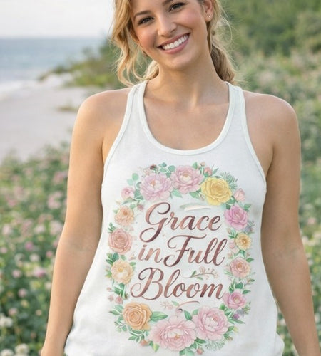 Faith Grows Here Women's Christian Tank Top – Inspirational Faith Apparel – Summer Christian Shirt
