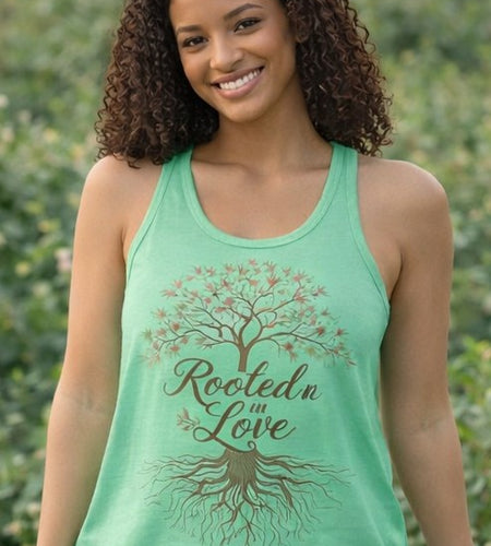 Rooted in Christ Women's Christian Tank Top – Faith Tree Shirt – Inspirational Christian Summer Apparel