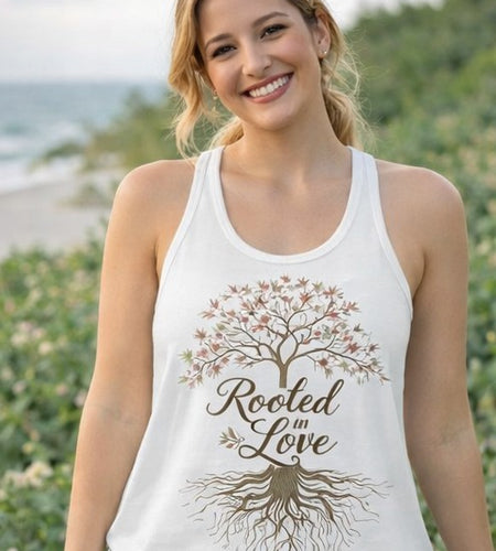 Rooted in Christ Women's Christian Tank Top – Faith Tree Shirt – Inspirational Christian Summer Apparel