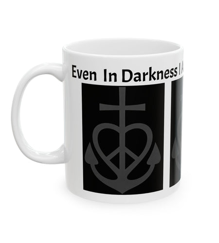 Anchor of Faith Ceramic Mug — "Even in Darkness I am Anchored" Christian Coffee Lovers Cup 11 oz & 15 oz