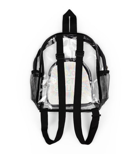 "Color Outside the Lines" Clear Stadium Backpack — Transparent School & Event Bag