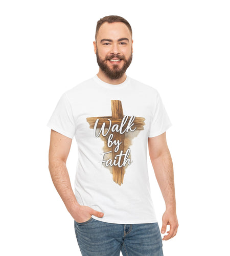 Walk By Faith Tee â Christian Cross Faith Men's TâShirt