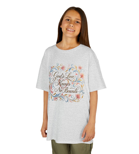 Kids Tee — "God's Love Knows No Bounds" Floral Shirt