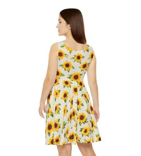 Sunflower Skater Dress – Bright Yellow Floral Sundress, Sleeveless Summer Dress, Boho Garden Party & Beach Outfit for Women