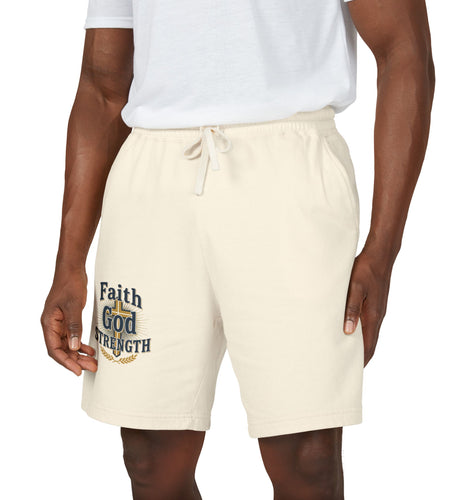 Faith God Strength Fleece Sweat Shorts â Lightweight Religious Lounge Shorts