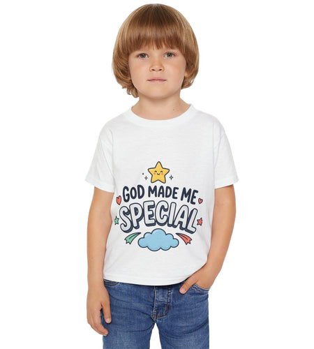 God Made Me Special Toddler T-Shirt | Christian Kids Shirt | Faith-Based Kids Clothes | Cute Religious Gift for Boys & Girls