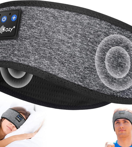 Sleep Headphones Bluetooth 5.2 Headband Headphones, Wireless Earphones Music Sleep Earbuds for Side Sleepers Sleeping Eye Mask for Women Men Workout Running Cool Unique Gifts