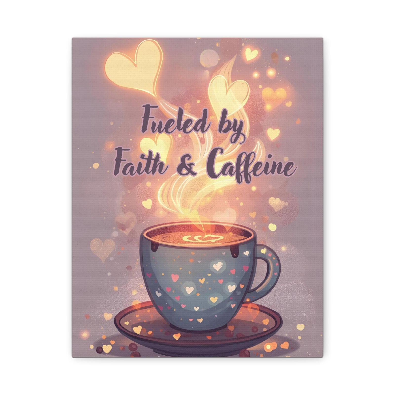 Canvas Wall Art "Fueled by Faith & Caffeine" — Coffee Lover Inspirational Home - Coffee Shop Decor