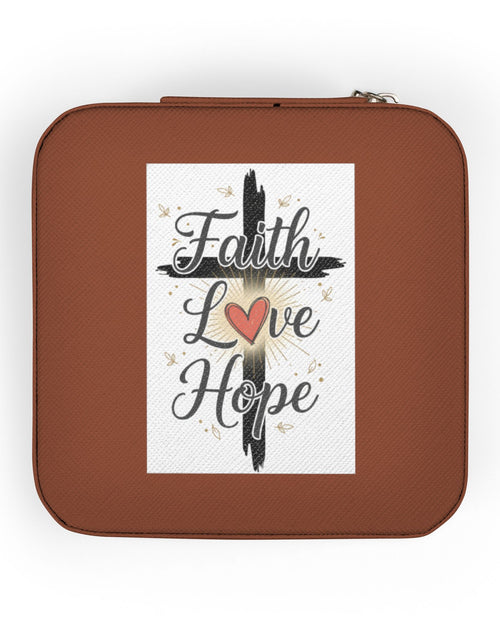 Load image into Gallery viewer, Faith Jewelry Travel Case – Cute Compact Organizer with 'Faith Love Hope' Design For Women and girls
