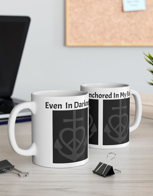 Load image into Gallery viewer, Anchor of Faith Ceramic Mug — "Even in Weakness I am Anchored" Christian Coffee Cup 11 oz &amp; 15 oz
