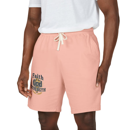Faith God Strength Fleece Sweat Shorts — Lightweight Religious Lounge Shorts