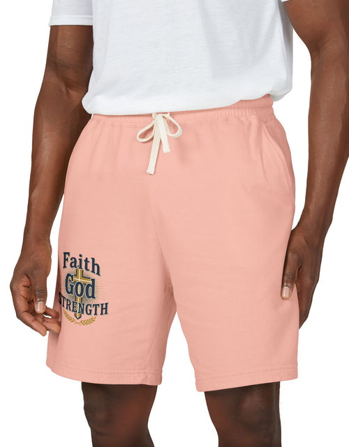 Load image into Gallery viewer, Faith God Strength Fleece Sweat Shorts — Lightweight Religious Lounge Shorts

