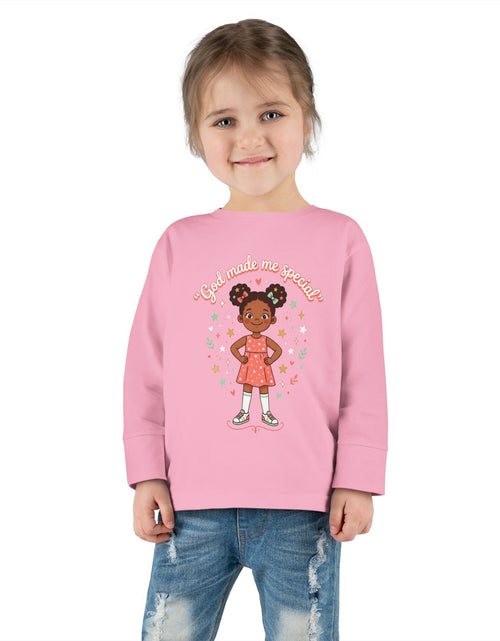 Load image into Gallery viewer, God Made Me Special Girls Long Sleeve Shirt | Christian Toddler Girl Shirt | Faith-Based Kids Clothes | Cute Religious Gift for Girls
