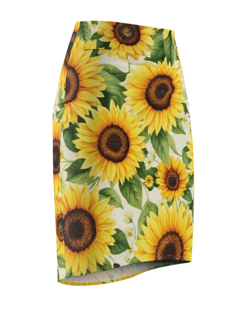 Load image into Gallery viewer, Sunflower Pencil Skirt – Bright Yellow Floral Midi Skirt for Summer, Casual Office Wear, Garden Party Outfit, Gift for Her
