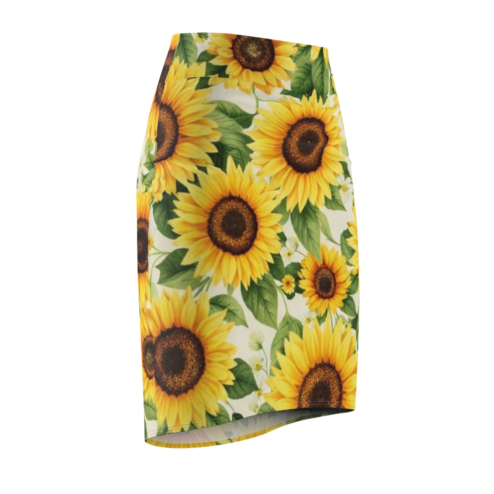 Sunflower Pencil Skirt – Bright Yellow Floral Midi Skirt for Summer, Casual Office Wear, Garden Party Outfit, Gift for Her