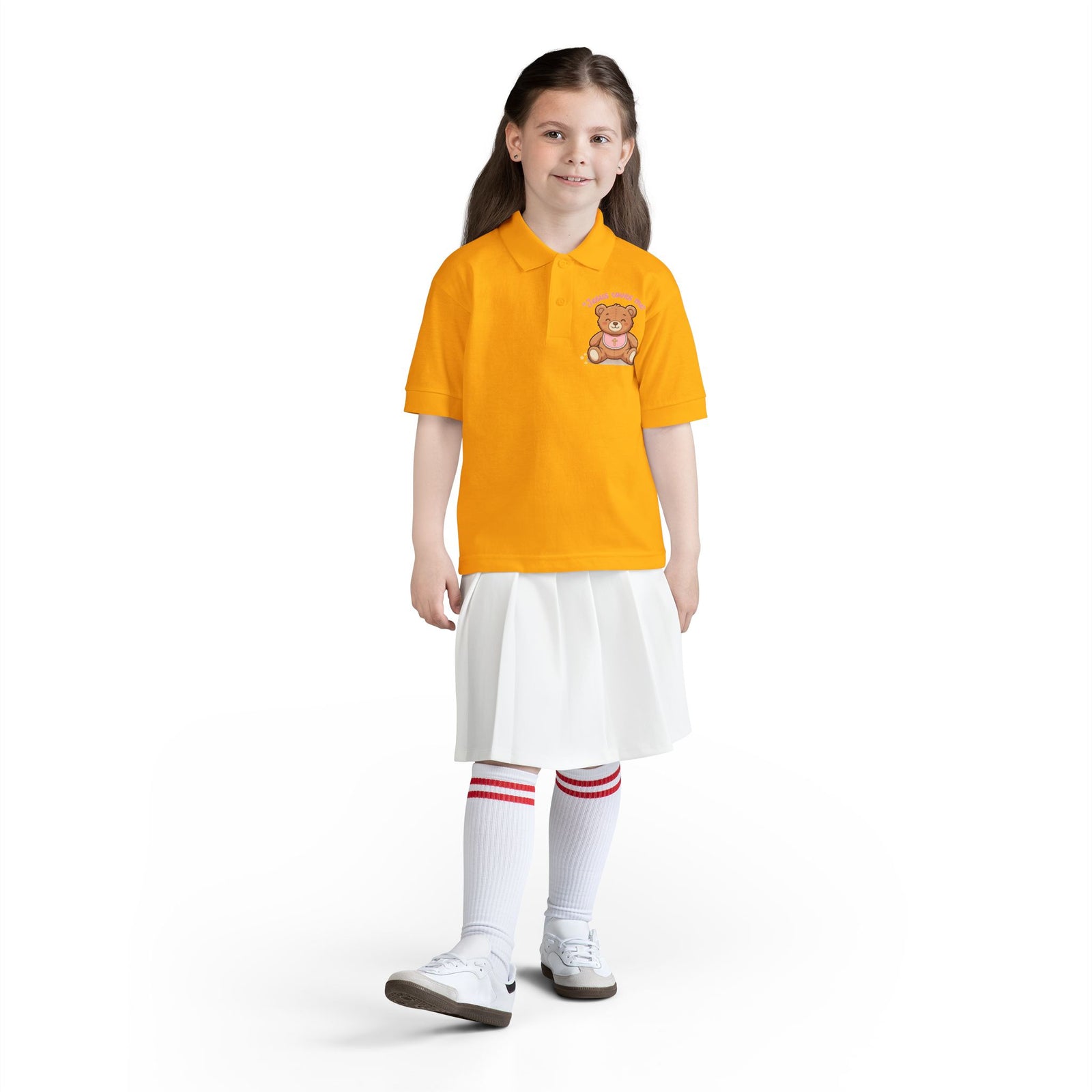 Jesus Loves Me Teddy Bear Kids Polo Shirt | Christian Toddler Polo | Cute Faith-Based Kids Clothes | Dressy Church Outfit
