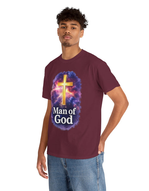 Load image into Gallery viewer, Man of God T-Shirt — Christian Cross  Men &amp; Boys Graphic Tee
