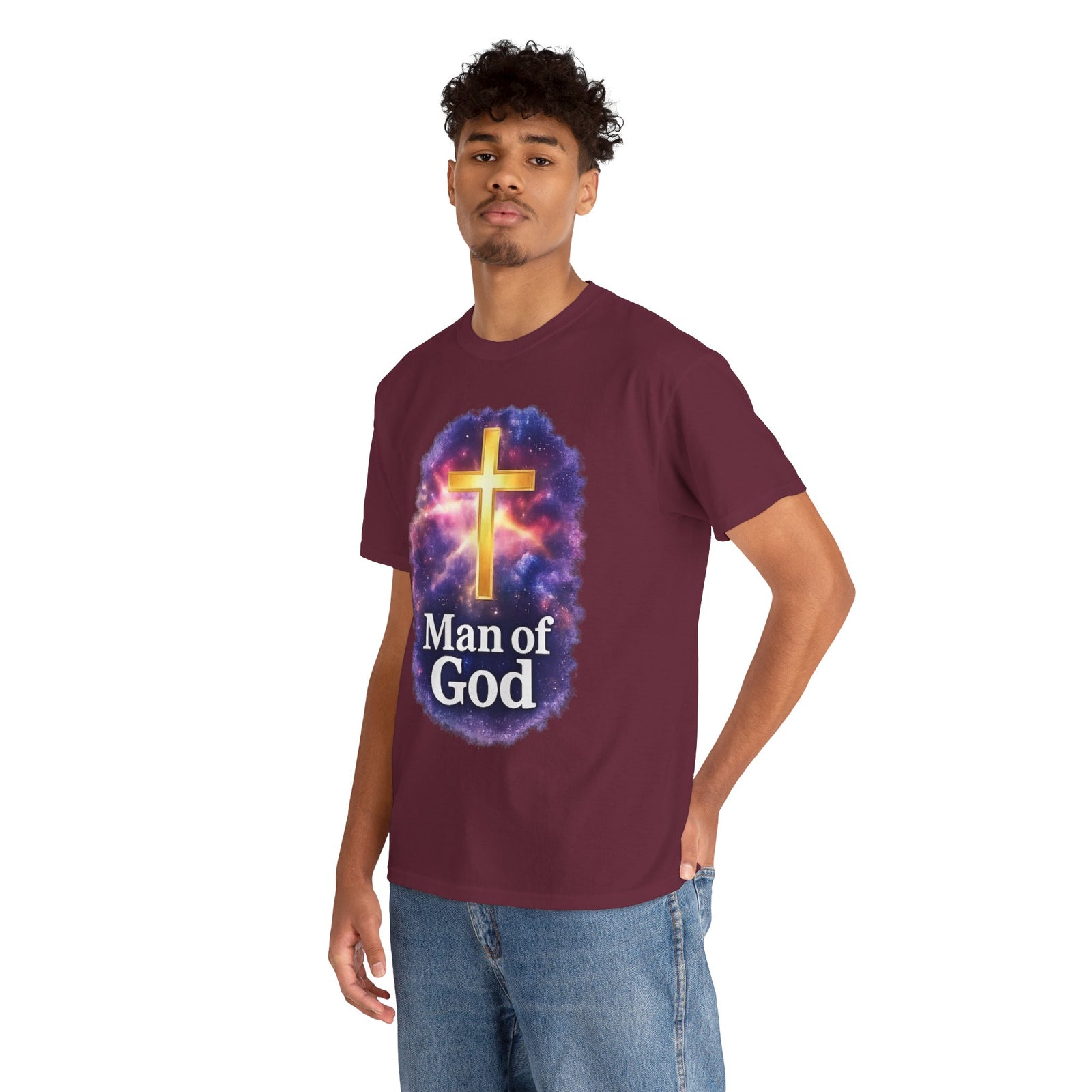 Man of God T-Shirt — Christian Cross  Men & Boys Graphic Tee