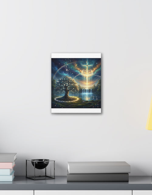 Load image into Gallery viewer, Spiritual Tree of Life Canvas Art — Mystical Cross &amp; Waterfall Stretched Canvas - Home Decor
