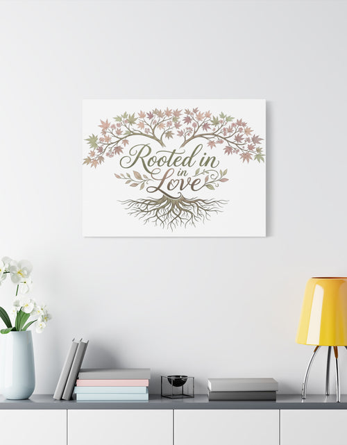 Load image into Gallery viewer, Rooted in Love Tree Canvas Wall Art — Inspirational Family Quote Home Decor
