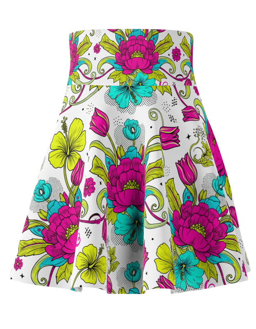Load image into Gallery viewer, Bright Floral Skater Skirt | Tropical Flower Skirt for Women | Colorful Boho A-Line Skirt | Spring &amp; Summer Outfit Optimized Title
