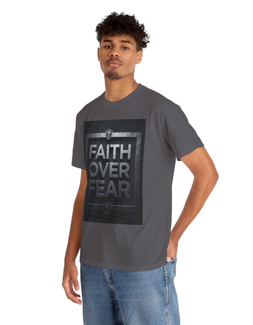 Load image into Gallery viewer, Faith Over Fear T-Shirt — Inspirational Christian Tee with Bold Typography For Men &amp; Women
