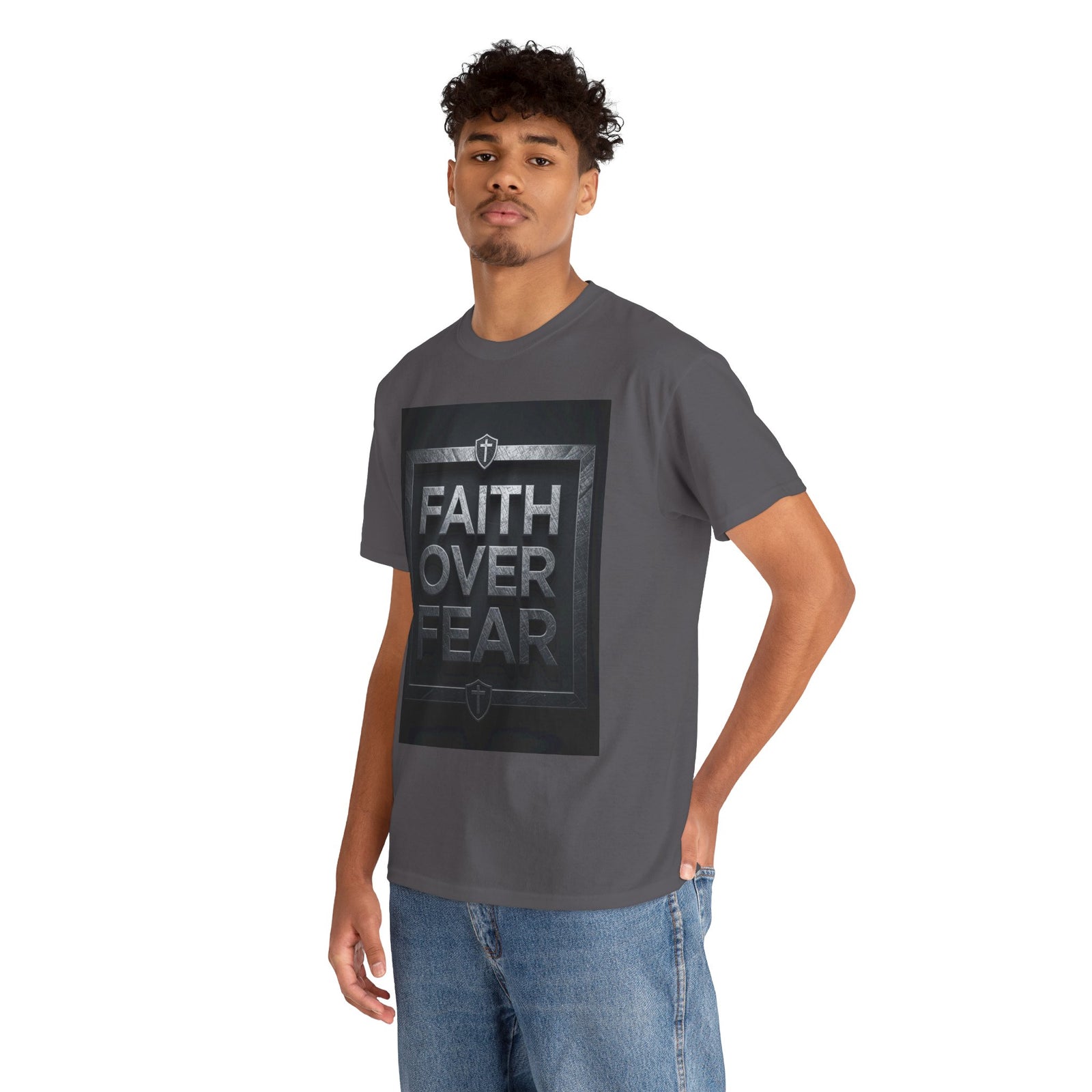 Faith Over Fear T-Shirt — Inspirational Christian Tee with Bold Typography For Men & Women
