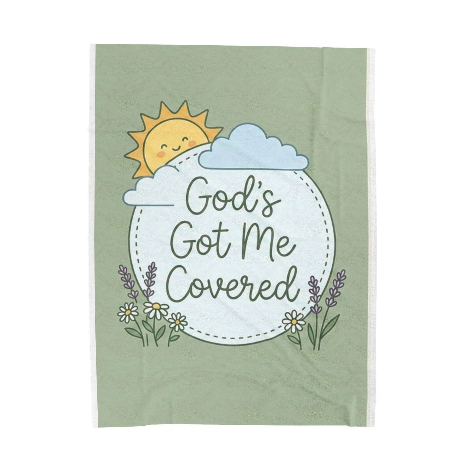 God's Got Me Covered - Sun Cloud Floral Faith Design - Baby Kid Soft Velveteen Plush Blanket