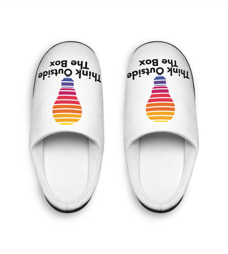 Think Outside The Box Men’s & Women's Indoor Slippers — Colorful Lightbulb Design