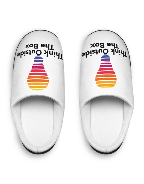 Load image into Gallery viewer, Think Outside The Box Men’s &amp; Women's Indoor Slippers — Colorful Lightbulb Design
