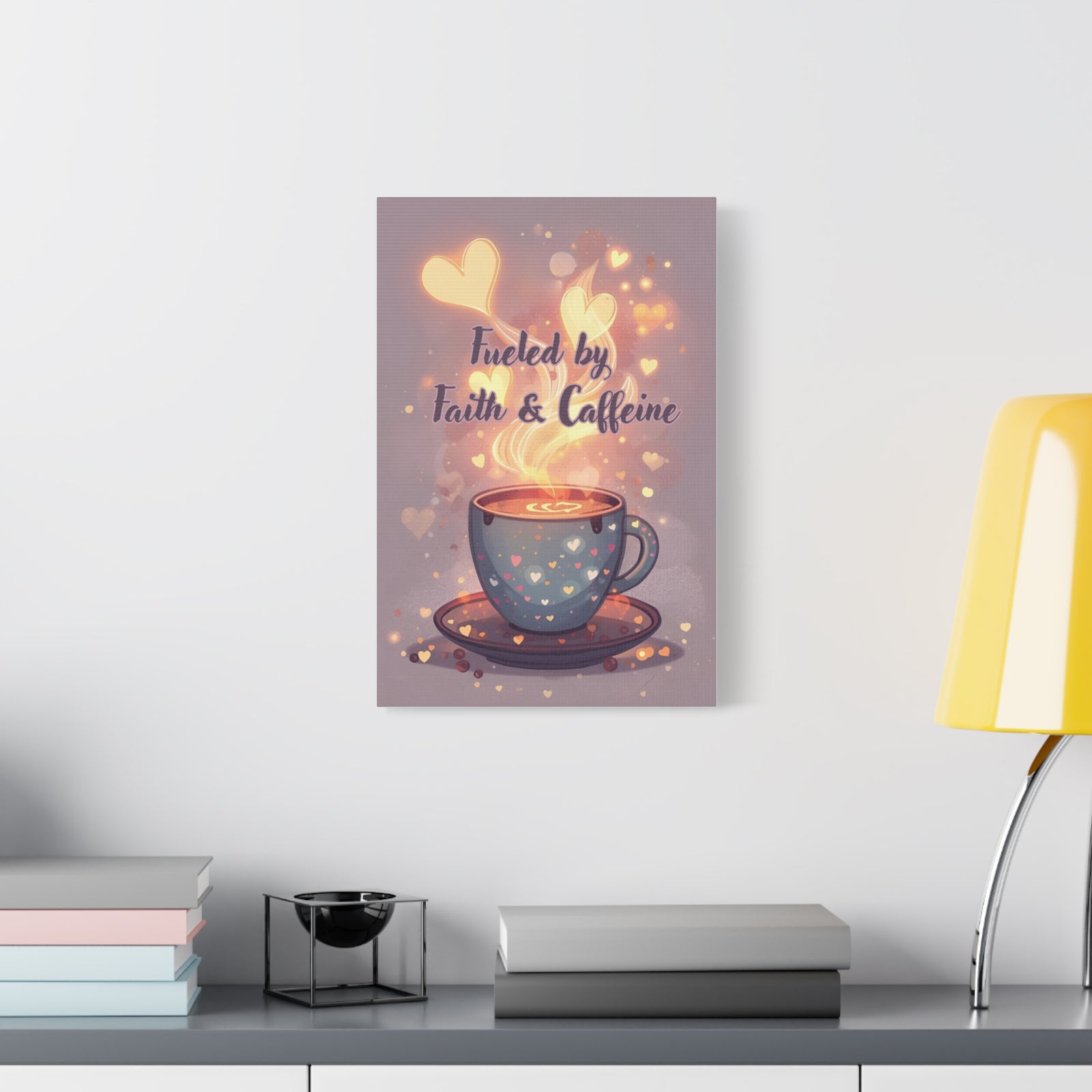 Canvas Wall Art "Fueled by Faith & Caffeine" — Coffee Lover Inspirational Home - Coffee Shop Decor