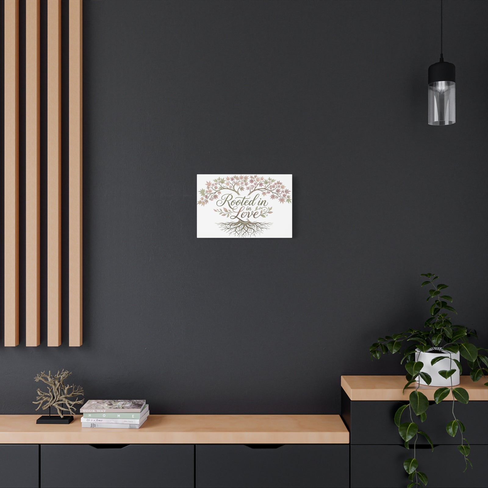 Rooted in Love Tree Canvas Wall Art — Inspirational Family Quote Home Decor