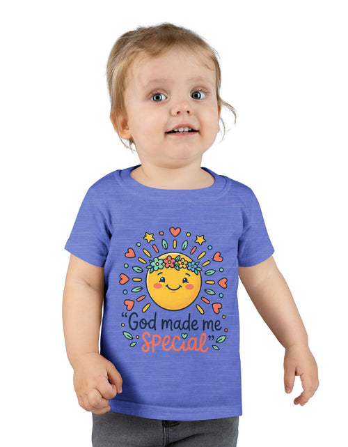 Load image into Gallery viewer, God Made Me Special Toddler T-Shirt | Cute Sun Graphic Kids Shirt | Christian Toddler Tee | Faith-Based Kids Clothes
