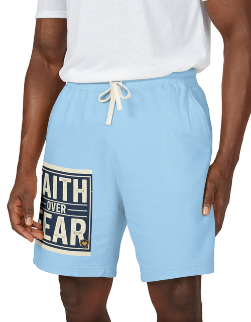Load image into Gallery viewer, Men’s Faith Over Fear Fleece Shorts – Christian Graphic Lounge Shorts, Casual Spring Summer Athleisure
