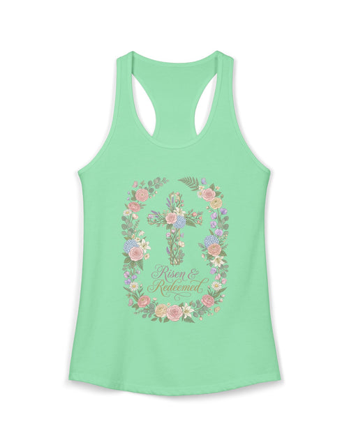 Load image into Gallery viewer, Blessed &amp; Redeemed Women's Christian Tank Top – Cross Faith Shirt – Inspirational Christian Summer Apparel
