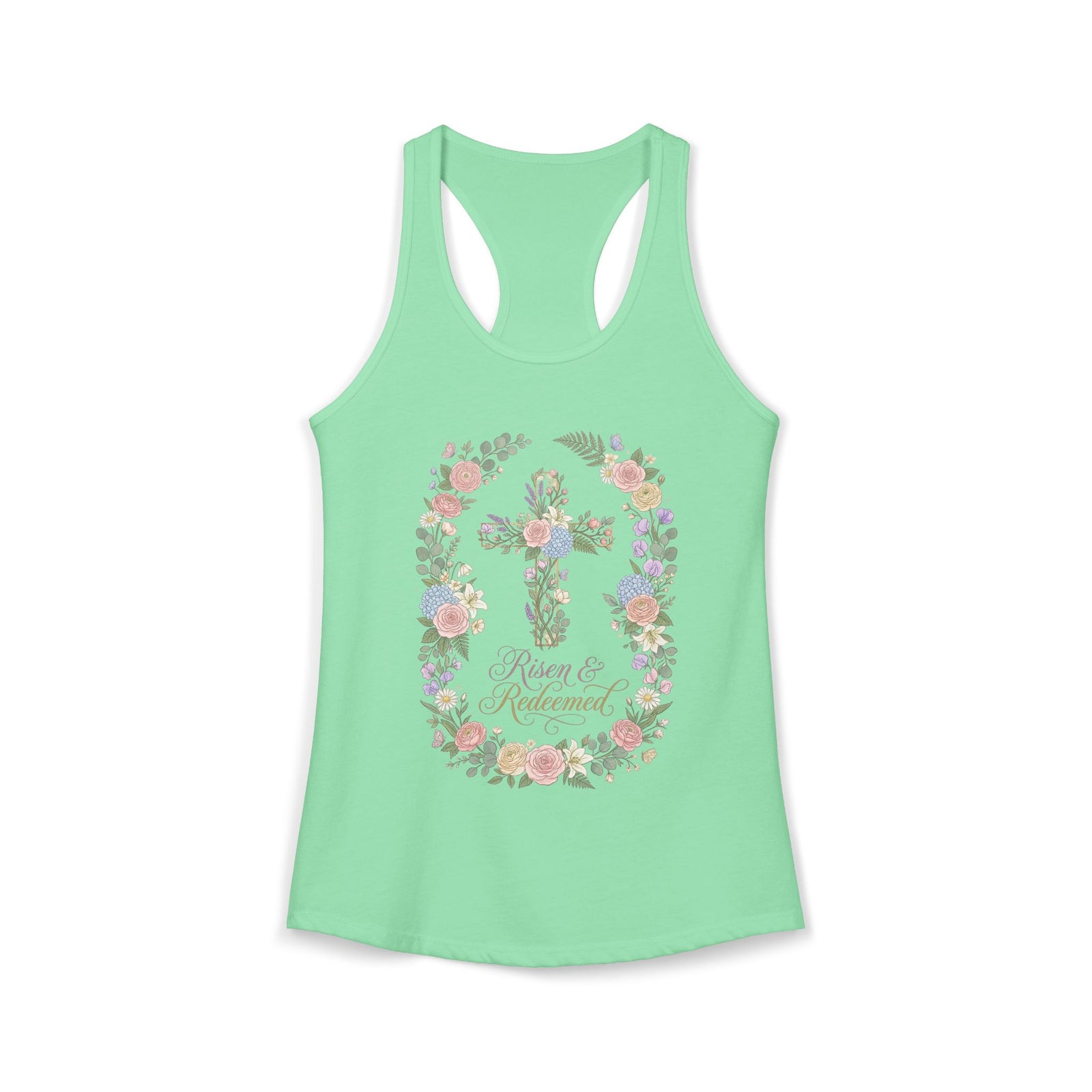 Blessed & Redeemed Women's Christian Tank Top – Cross Faith Shirt – Inspirational Christian Summer Apparel