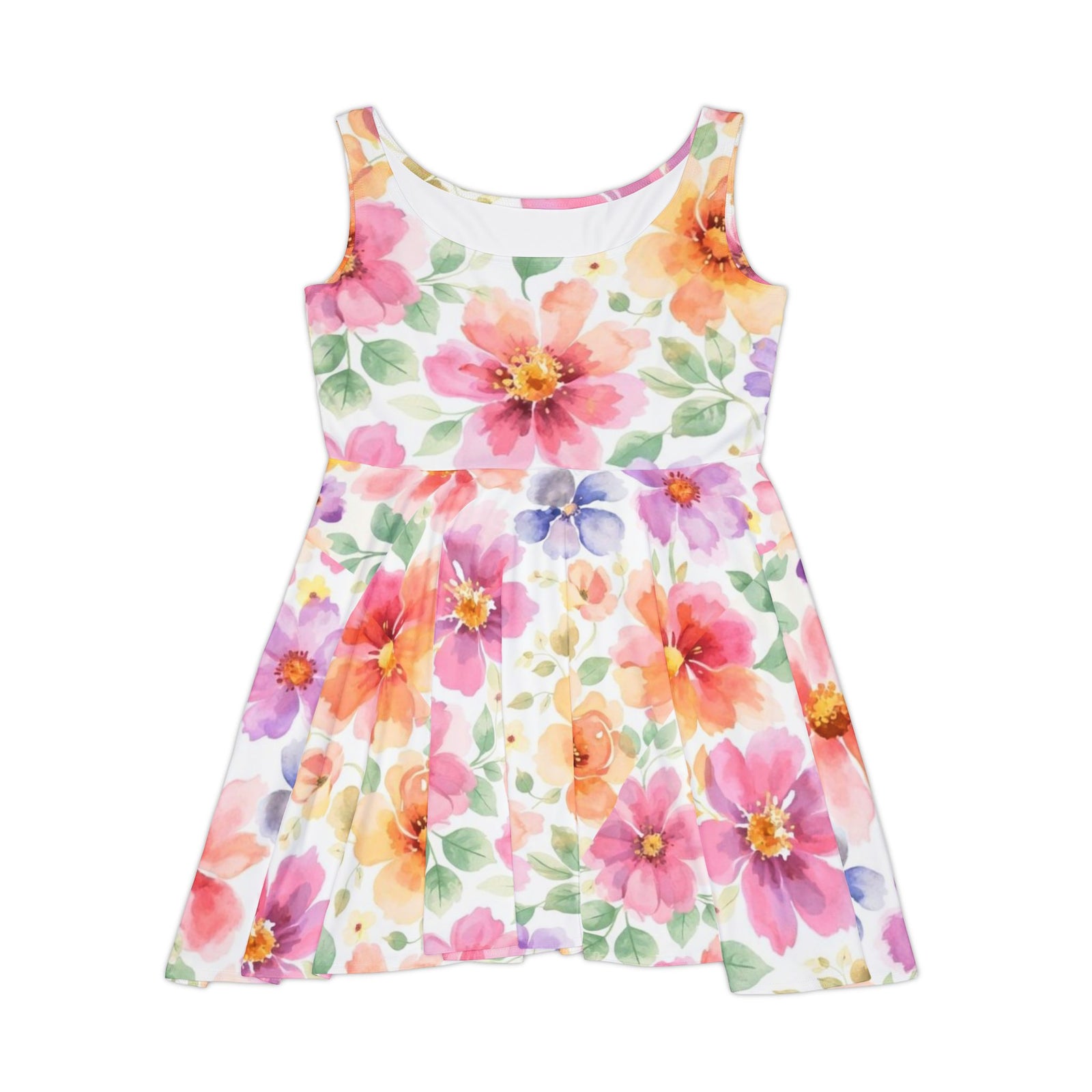 Floral Watercolor Skater Dress, Women’s Spring Summer Sundress, Pastel Flower Dress, Garden Party Outfit, Casual Boho Dress, Easter Dress Women